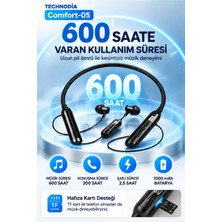 Technodia Comfort-05 Boyun Tipi Bluetooth Kulaklık 600 Saate Kadar Kullanım Hafıza Kartı Girişli Dijital Göste