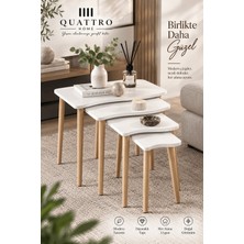 Quattro Home Torna Ayaklı Beyaz Zigon Sehpa Takımı 4'lü
