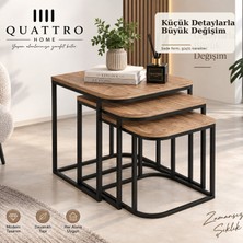 Quattro Home Kahverengi Metal Ayaklı 3'lü Zigon Sehpa Seti