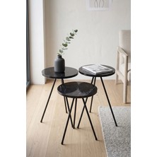 Quattro Home Metal Zigon Sehpa Takımı Siyah