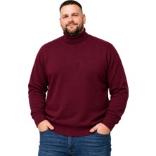 Battal Moda Erkek Büyük Beden Bordo Tam Balıkçı Yaka Kazak Xl-2xl-3xl-4xl