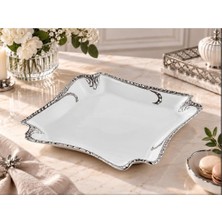 Roykıng Camelıa Gümüş Kare Sunum Tabağı 30 cm