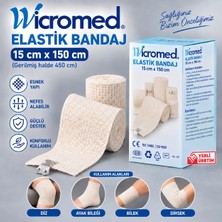 Wicromed Elastik Bandaj 15CM x 150 cm – Metal Klipsli Esnek Destek Bandajı 5 Adet