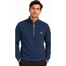 Lacoste Fermuar Yaka Lacivert Dar Slim Uzun Kol