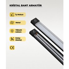 AC Aydınlatma 60W Siyah Kristal LED Bant Armatür 6500K Beyaz Işık – 120 cm