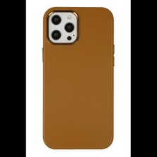 Varsoph Apple iPhone 12 Pro Max Kılıf Asya Deri Silikon - Kahverengi