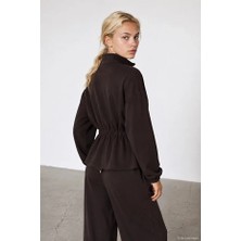 Quzu 27KCKT02735 Kahverengi Dik Yaka Ceket