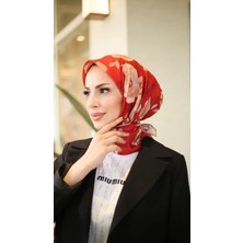 Efdal Şal & Eşarp Efdal Rosa Desen Ithal Iplikli  Turuncu Soft Eşarp