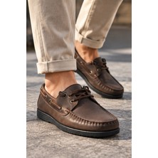 Liarca Nautical Hakiki Deri Kahverengi Siyah Kauçuk Taban Boat Shoe Loafer Makosen Casual Ayakkabı