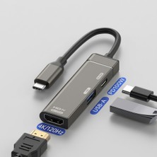 Apera CR77 Type-C'den Hdmı'a 4K 120Hz Dönüştürücü Adaptör – Pd 100W Şarj ve USB Hub Çoklu Çoğaltıcı