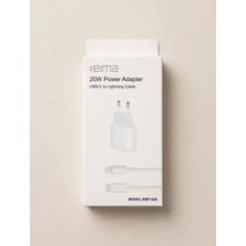 Belirtilmemiş Eima EMT-020 20W Usb-C Şarj Adaptörü ve Usb-C To Lightning Kablo Seti – Beyaz