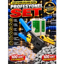 RJ45 Kablo Seti, Kablo Sıkma Pensesi, Kablo Soyma Aparatı, Kablo Test Cihazı, 100 Adet RJ45 Konnektör, 100 Adet Kablo Koruma Kılıfı, Profesyonel Kablo Sonlandırma Seti