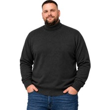 Battal Moda Erkek Büyük Beden Antrasit Tam Balıkçı Yaka Kazak Xl-2xl-3xl-4xl