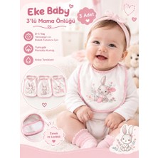 Eke Baby Pembe 3 Adet Desenli Kolsuz Pamuklu Yıkanabilir Bebek Mama ve Salya Önlüğü (0-1 Yaş Yeni Doğan)