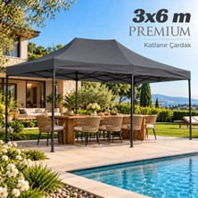 Missidea 3×6 Premium Makaslı Katlanır Antrasit Çardak