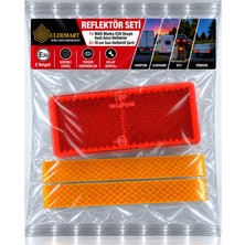 Uldemart Reflektör Seti- Was Kedi Gözü Yapışkanlı Reflektör 96 mm  x 42 mm & 2 adet x 10 cm Sarı Reflektif Şerit