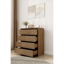 Aeka AE-1044 Dora Atlantik Çam 4 Çekmeceli Şifonyer Yatak Odası Çekmeceli Dolap Komodin Düzenleyici 80,1×42,3×94 cm
