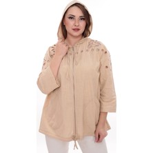 Lady Majestic Büyük Beden %100 Cotton Kapüşonlu Hırka – Rahat ve Şık Tasarım - 44462