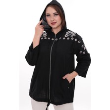 Lady Majestic Büyük Beden %100 Cotton Kapüşonlu Hırka – Rahat ve Şık Tasarım - 44462