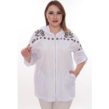 Lady Majestic Büyük Beden %100 Cotton Kapüşonlu Hırka – Rahat ve Şık Tasarım - 44462