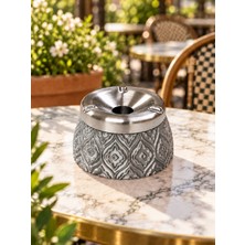 Mari Mara Premium Bronz Desenli Metal Hazneli 3 Yuvalı Dekoratif Küllük – Iç ve Dış Mekân