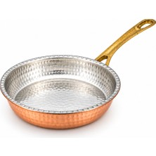 Copper Empire 19 cm El Yapımı Dövme Bakır Tava Kalaylı Iç Yüzey Pirinç Saplı 580 gr