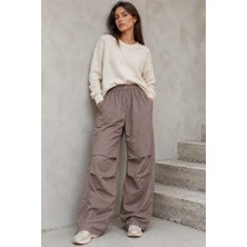 Madmext Kahverengi Paraşüt Jogger Kadın Pantolon MG1726