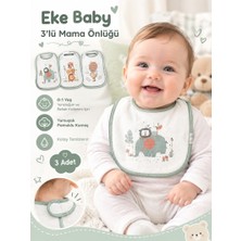 Eke Baby Yeşil 3 Adet Desenli Kolsuz Pamuklu Yıkanabilir Bebek Mama ve Salya Önlüğü (0-1 Yaş Yeni Doğan)