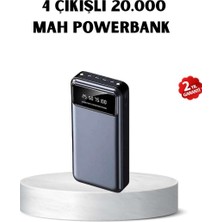 Powerbank 20000 Mah Hızlı Şarjlı LED Fenerli ve 4 Portlu