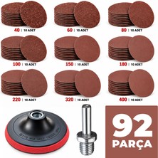Zenflex Cırt Zımpara Seti 115 mm | 92 Parça | 90 Adet Farklı Kum Zımpara | Matkap Aparatı + Zımpara Tabanı
