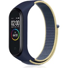 Nezih Case Sarı/mavi Hasır Silikon Kordon Xiaomi Mi Band 3/4/5/6/7 Uyumlu Renkli Tasarım