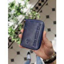 Visso 661 Hakiki Deri Kişiye Özel Fermuarlı Akordiyon  Unisex Kartlık Cüzdan