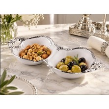 Roykıng Camelıa Gümüş 2 Bölmeli Çerezlik  32X16 cm