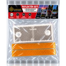 Uldemart Reflektör Seti- Was Kedi Gözü Reflektör(Delikli) 96 mm  x 42 mm & 2 adet x 10 cm Sarı Reflektif Şerit