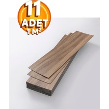 BienHome 11 Adet, 60x15 Cm 1 m² Doğal Ceviz Tonlarında Esnek Yıkanabilir Kesilebilir Silinebilir Zemin Duvar Parke Yer Döşemesi Kendinden Yapışkanlı PVC Zemin Kaplaması -Z011