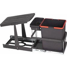 FREKANS 16+1 Litre Antrasit Teleskopik Raylı Çöp Kovası (C-2262-A) (P-9155)