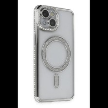 Varsoph Apple iPhone 13 Kılıf Joke Simli Magneticsafe Kılıf - Gümüş