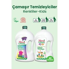 2'li Set Mom's Green 1500 ml Çocuk Organik Çamaşır Temizleyici ve 1500 ml Bitkisel Çamaşır Temizleyici Renkliler (80 Yıkama)