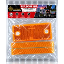 Uldemart Reflektör Seti- Was Kedi Gözü Reflektör(Delikli) 96 mm  x 42 mm & 2 adet x 10 cm Sarı Reflektif Şerit