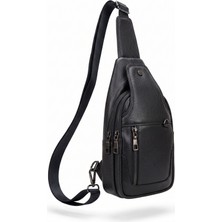 Deribond Hakiki Deri Erkek Çapraz Göğüs Çantası - Çok Bölmeli Body Bag Sling Bag