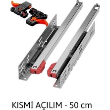 FREKANS Smart Slide Frenli Kısmi Açılım Çekmece Rayı / Mandallar Dahil (Sağ ve Sol) / 50 cm