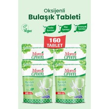 Mom's Green 4'lü Set- 40'lı Oksijenli Bulaşık Makinesi Tableti 4x40=160 Tablet Vegan Limon Kokusuyla