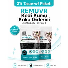Remuvr Kedi Kumu Koku Giderici Premium 250 gr x 2 Adet Tasarruf Paketi Aktif Karbonlu Kedi Kumu Koku Önleyici Koku Giderici
