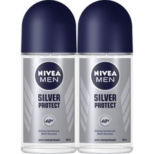 NIVEA MEN Silver Protect Erkek Roll-On Deodorant 50 ml x2 Adet 48 Saat Etkili Gümüş İyonları