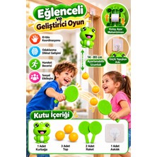 Kurbağa Figürlü Asılı Raket Oyunu 2 Kişilik Çocuk Kapı Oyuncağı 2 Raket 3 Top