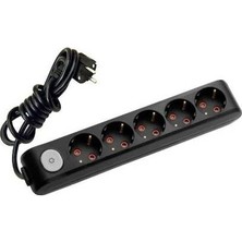 Viko Multi-Let Anahtarlı Siyah 5'li Topraklı Çocuk Korumalı Grup Priz - 5 Metre