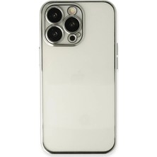 Efnaz Style Apple iPhone 13 Pro Max Kılıf Razer Lensli Silikon - Gümüş