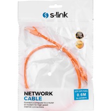 S-Link SL-CAT606TR 60 cm Turuncu Cat6 Kablosu Yüksek Hız Destekli Dayanıklı Tasarım