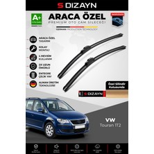 S-Dizayn Vw Touran 1t2 Makyajlı Ön Cam Silecek Seti 2006-2010 Premium Araca Özel 60-45 cm A+ Kalite