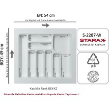 FREKANS S-2287-W Çekmece Içi Plastik Kaşıklık Beyaz En:54-48 D:49-40 cm Arası Kesilir 8 Göz